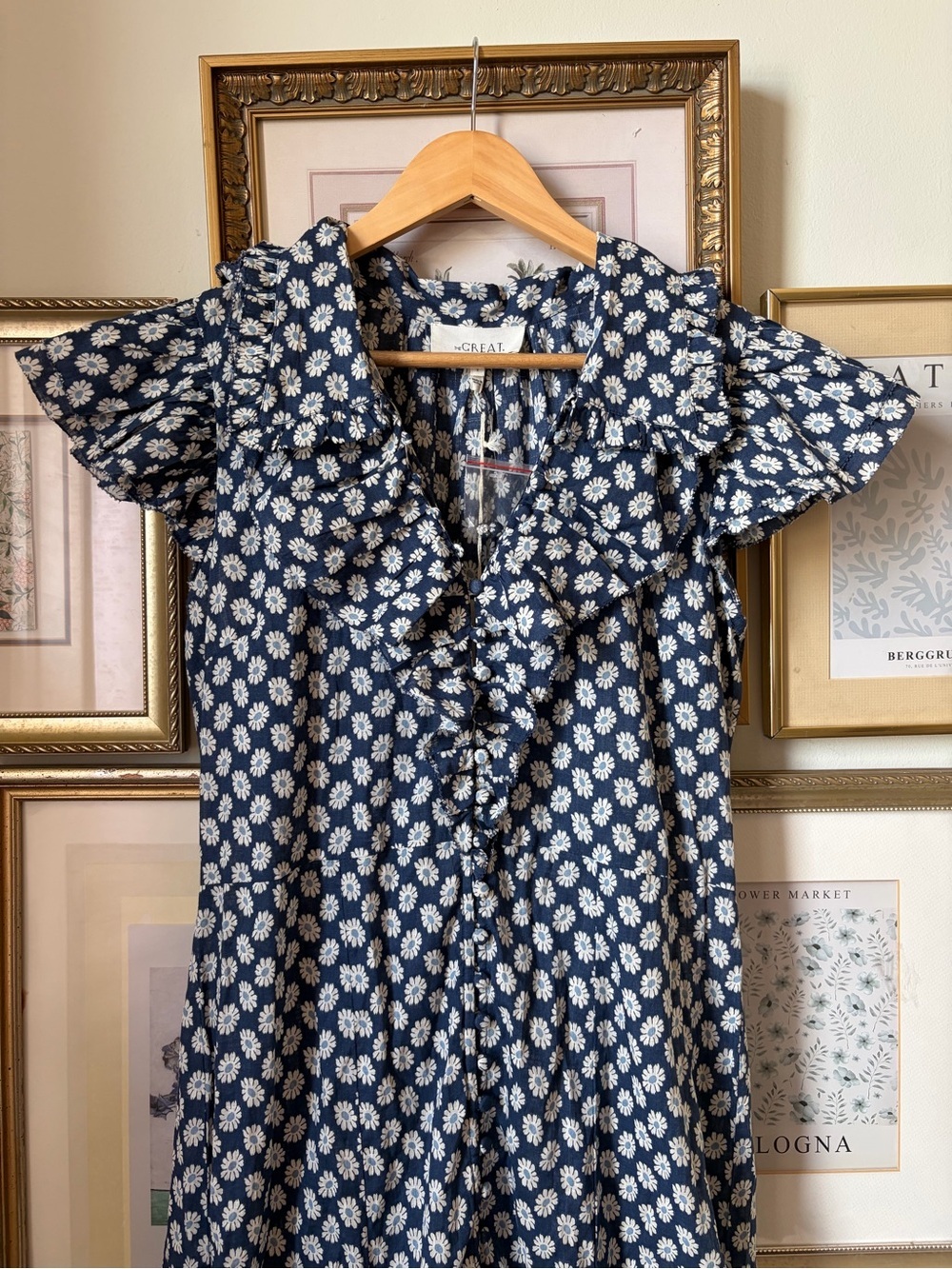 NWT The GREAT Curtsy Dress Blue Floral Large - Picture 9 of 13
